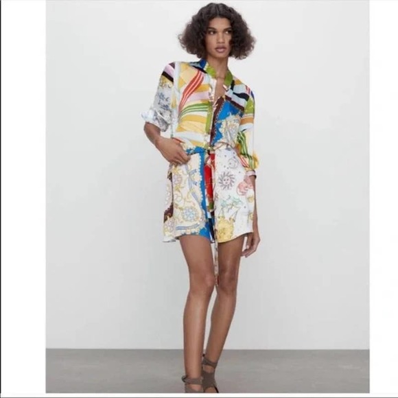 (NOT FOR SALE) FOR SNWT ZARA Zodiac Paisley Chain Print Belt Tie Dress Small - Picture 10 of 11